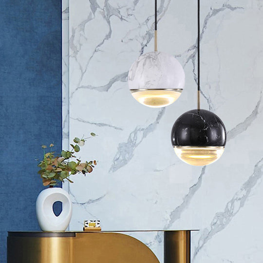 Modern Nordic Hanging Pendant Light - LED Marble Suspension in Multiple Sizes and Colors