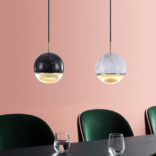 Modern Nordic Hanging Pendant Light - LED Marble Suspension in Multiple Sizes and Colors