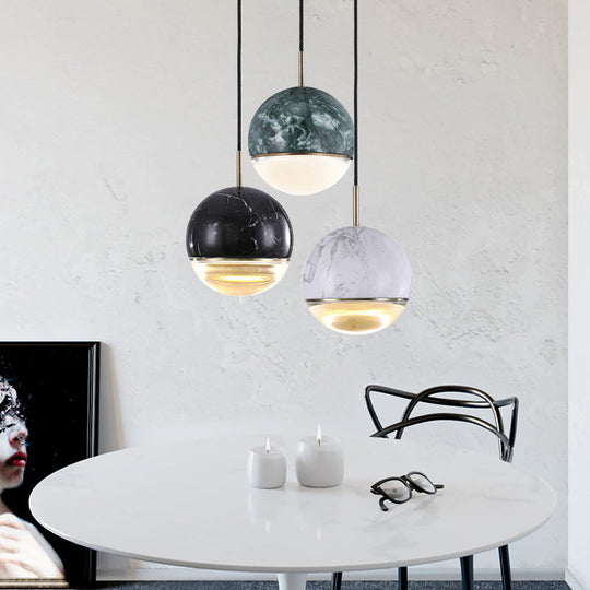 Modern Nordic Hanging Pendant Light - LED Marble Suspension in Multiple Sizes and Colors