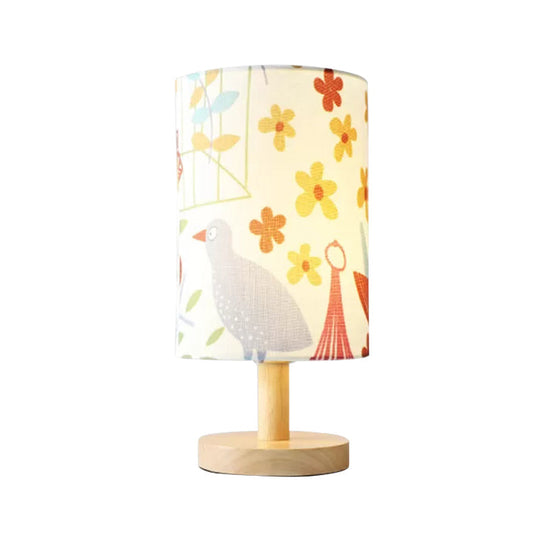 Minimalist Asian Bird Wood Cylinder Reading Light For Living Room Desk