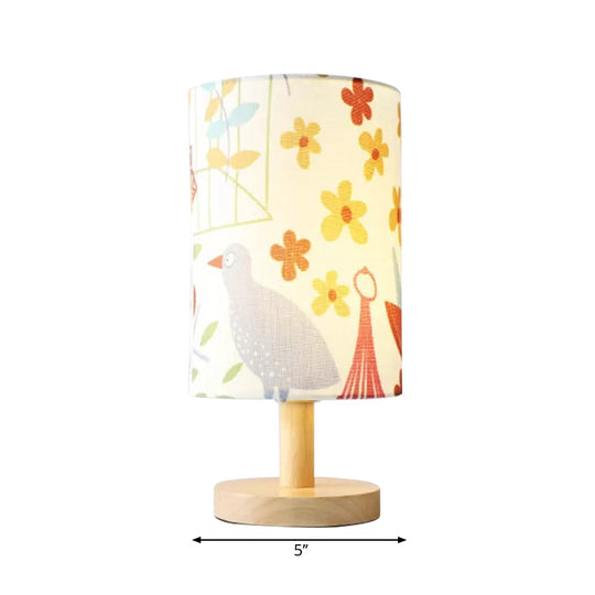 Minimalist Asian Bird Wood Cylinder Reading Light For Living Room Desk