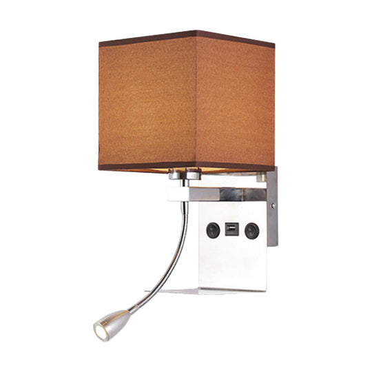 Modern Wall Mounted Reading Light 1-Head Black/White/Beige Sconce With Shelf And Spotlight