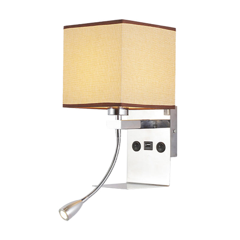 Modern Wall Mounted Reading Light 1-Head Black/White/Beige Sconce With Shelf And Spotlight