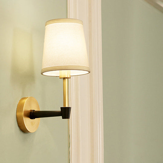 Minimalist Gold Conical Fabric Wall Sconce Light Fixture 1 /