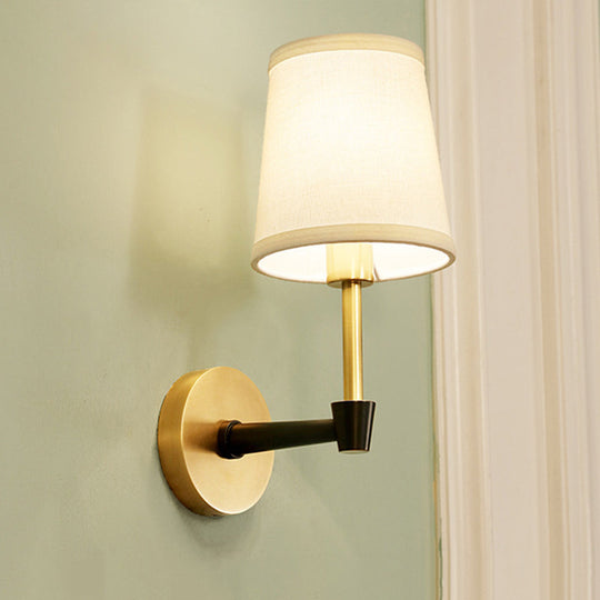 Minimalist Gold Conical Fabric Wall Sconce Light Fixture