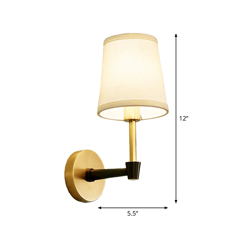 Minimalist Gold Conical Fabric Wall Sconce Light Fixture