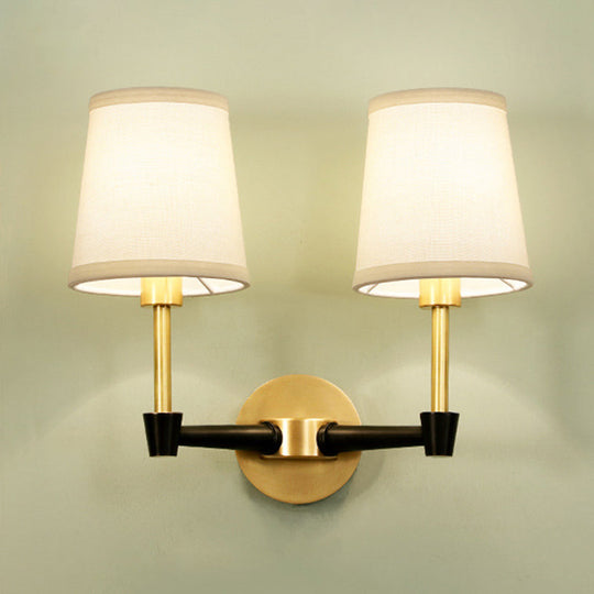 Minimalist Gold Conical Fabric Wall Sconce Light Fixture 2 /