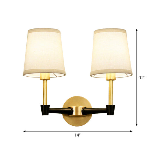 Minimalist Gold Conical Fabric Wall Sconce Light Fixture