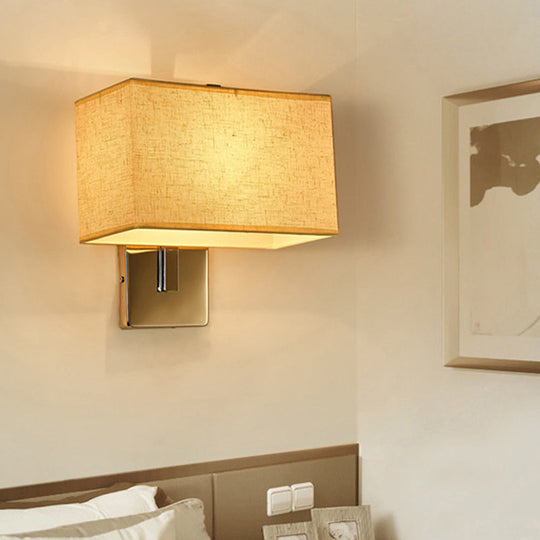 Modern Rectangle Wall Mounted Lamp | Fabric Shade 1 Bulb Living Room Sconce Light