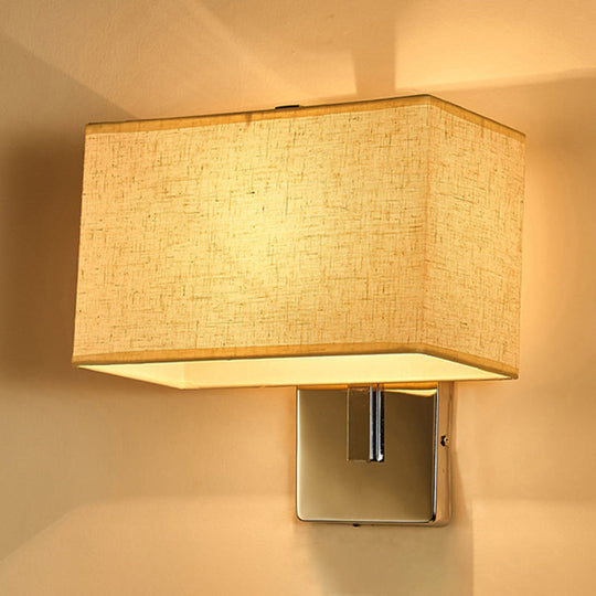 Modern Rectangle Wall Mounted Lamp | Fabric Shade 1 Bulb Living Room Sconce Light