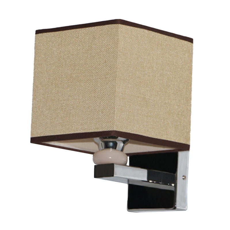 Cubic Nordic Wall Sconce: Beige/White/Flaxen Fabric 1-Light Fixture For Dining Room