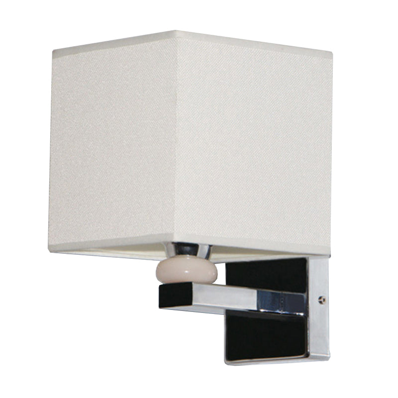 Cubic Nordic Wall Sconce: Beige/White/Flaxen Fabric 1-Light Fixture For Dining Room