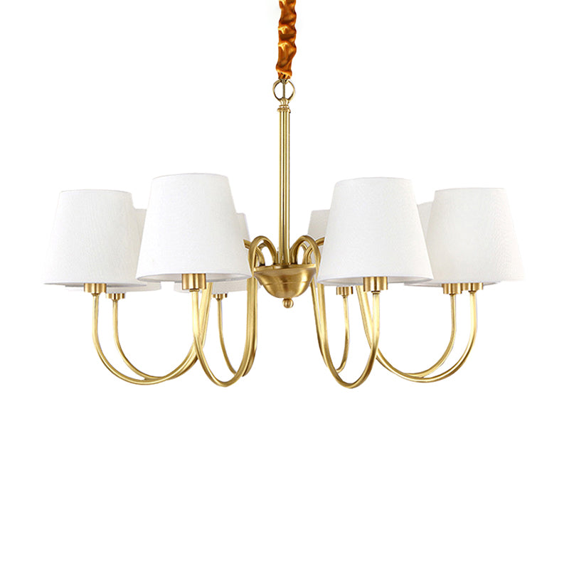 Classic Gold Metal Chandelier With Tapered Fabric Shade - Available In 3 6 Or 8 Lights