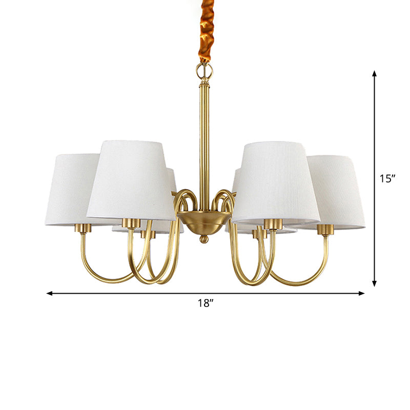 Classic Gold Metal Chandelier With Tapered Fabric Shade - Available In 3 6 Or 8 Lights