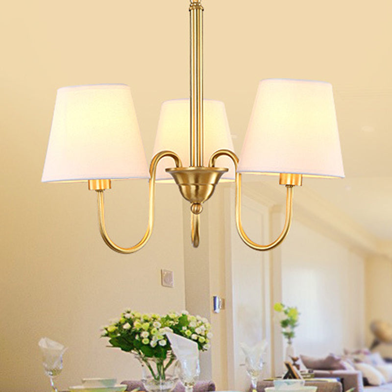 Classic Gold Metal Chandelier With Tapered Fabric Shade - Available In 3 6 Or 8 Lights