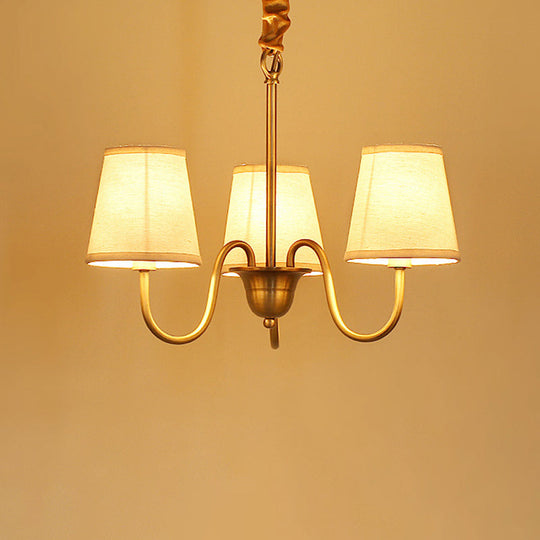 Classic Gold Metal Chandelier With Tapered Fabric Shade - Available In 3 6 Or 8 Lights