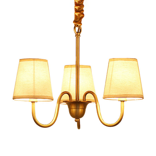 Classic Gold Metal Chandelier With Tapered Fabric Shade - Available In 3 6 Or 8 Lights