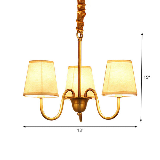 Classic Gold Metal Chandelier With Tapered Fabric Shade - Available In 3 6 Or 8 Lights