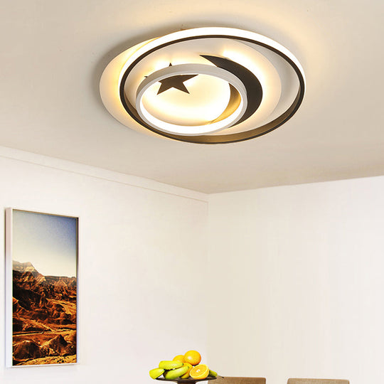 Kids Star Crescent LED Flush Mount Ceiling Light Fixture for Balcony