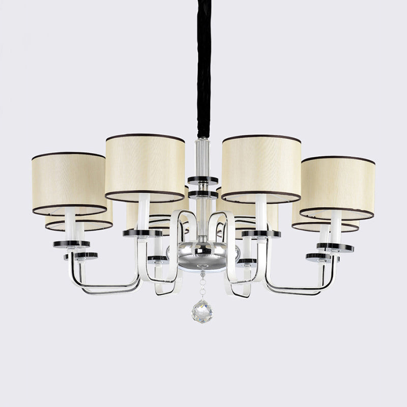 Modern White Fabric Shade Ceiling Chandelier With Multiple Heads For Living Room Suspension