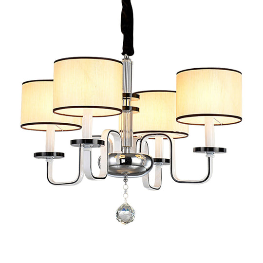 Modern White Fabric Shade Ceiling Chandelier With Multiple Heads For Living Room Suspension 4 /