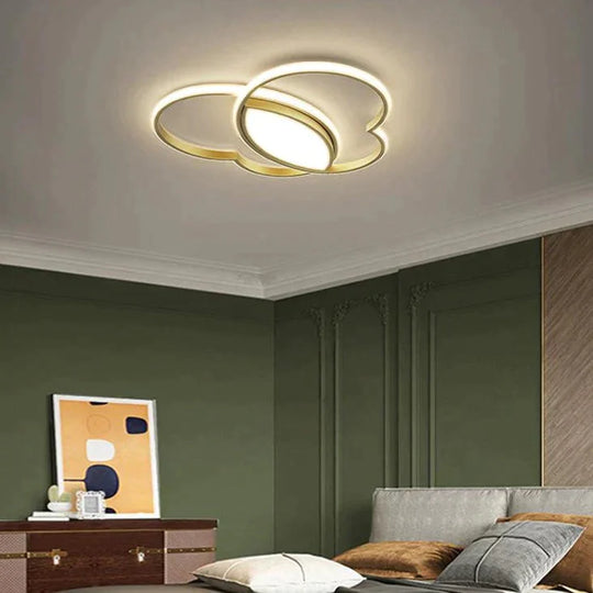 Simple Modern Bedroom Room Butterfly Copper Ceiling Lamp