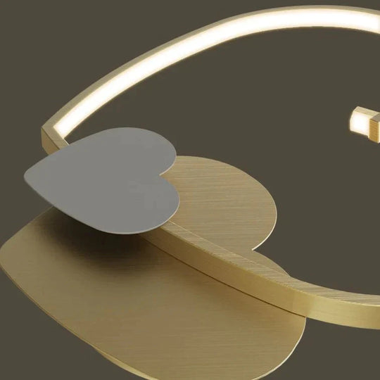 Modern Simple Copper Heart-shaped Led Room Ceiling Lamp