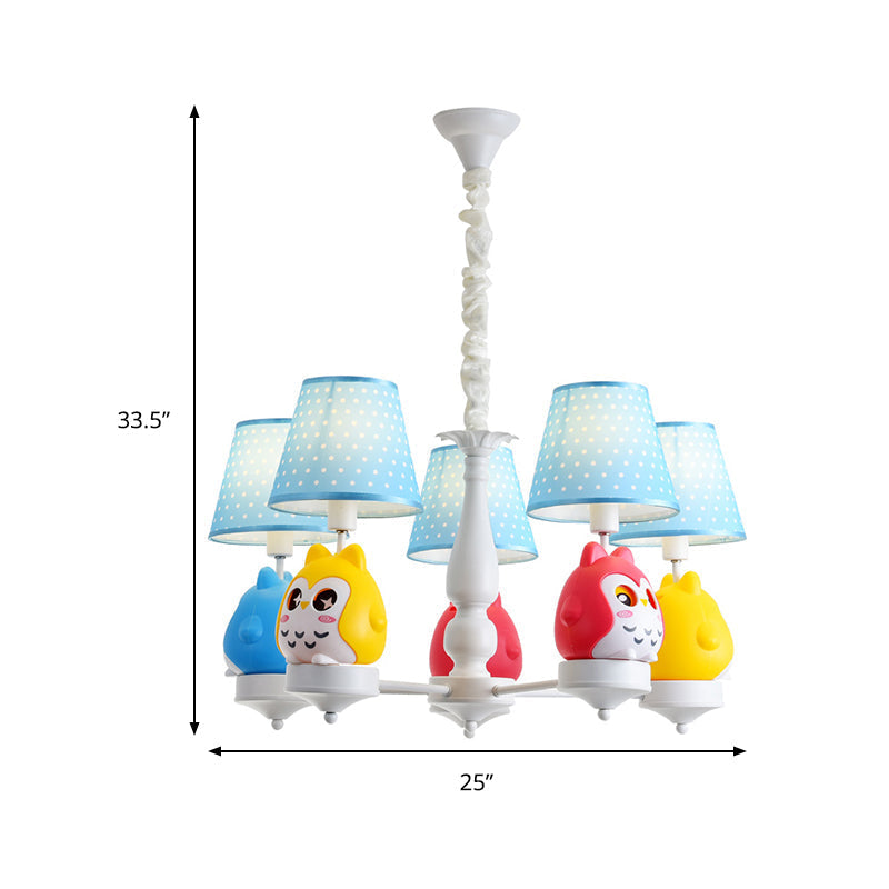 Resin Owl Pendant Chandelier - Animal Tapered Shade Hanging Ceiling Lamp For Kindergarten