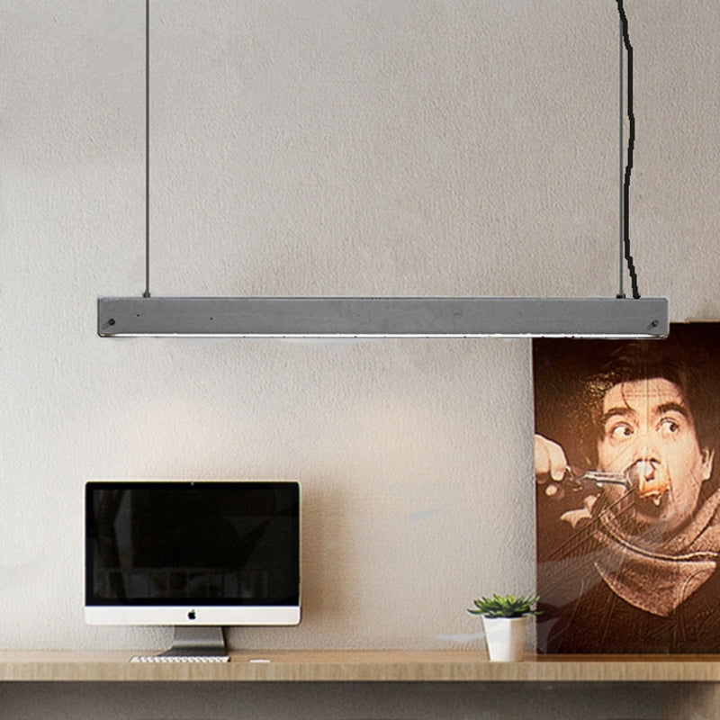 Modern Grey Linear Pendant Light 1 Head Simplicity Cement Dining Room Ceiling Hanging Lamp