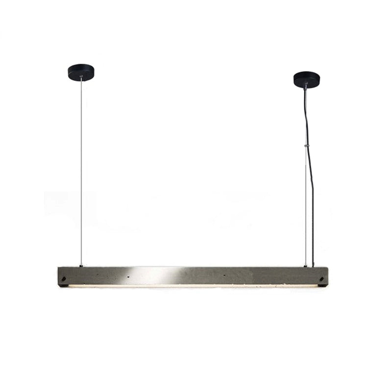 Modern Grey Linear Pendant Light - Simplicity Cement, 1 Head Hanging Lamp for Dining Room Ceiling