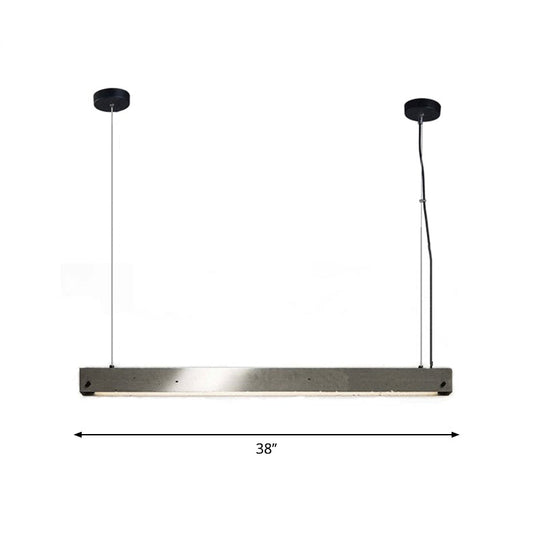 Modern Grey Linear Pendant Light - Simplicity Cement, 1 Head Hanging Lamp for Dining Room Ceiling