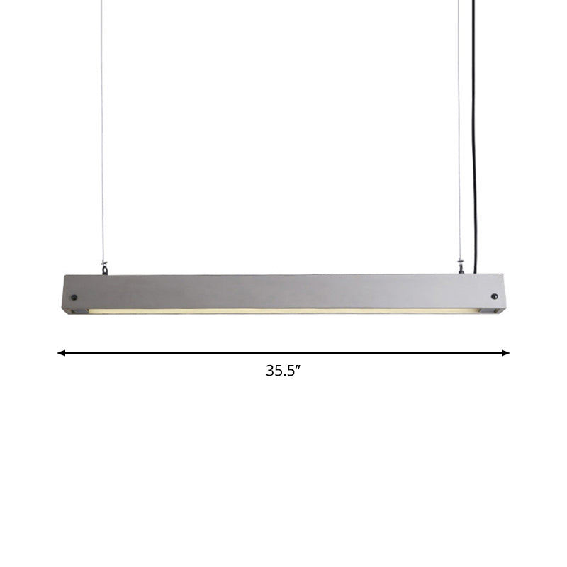 Rectangular Nordic 1-Light Grey Cement Ceiling Pendant - Office Hanging Light Fixture