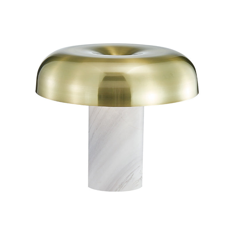 Olive - Minimalist Mushroom Table Stand Light Minimalist Marble 1-Light White and Bronze Finish Night Lamp