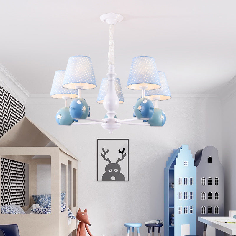 Modern Blue Bird Hanging Lamp - Resin Metal Pendant Light For Kids Bedroom