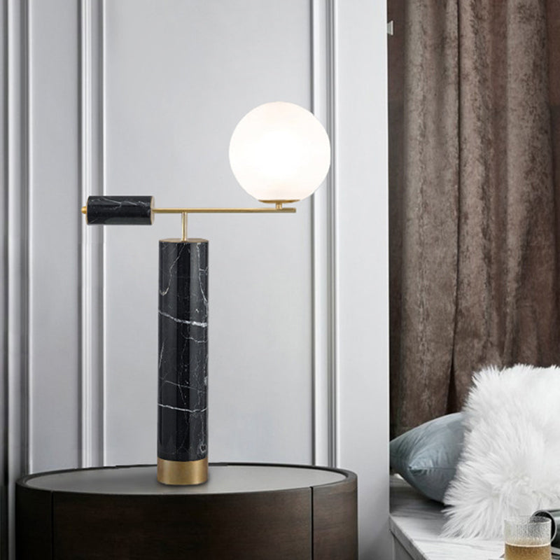 Mizar - Opaline Glass Table Lamp - Black Nightstand Light