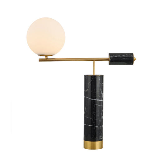 Mizar - Opaline Glass Table Lamp - Black Nightstand Light