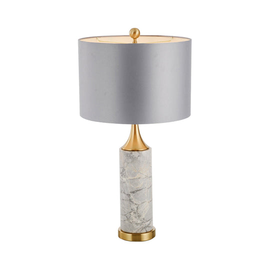 Flared Nordic Marble Trumpet Nightstand Lamp - Antiqued Gold & Fabric Shade
(Note: The Product Title