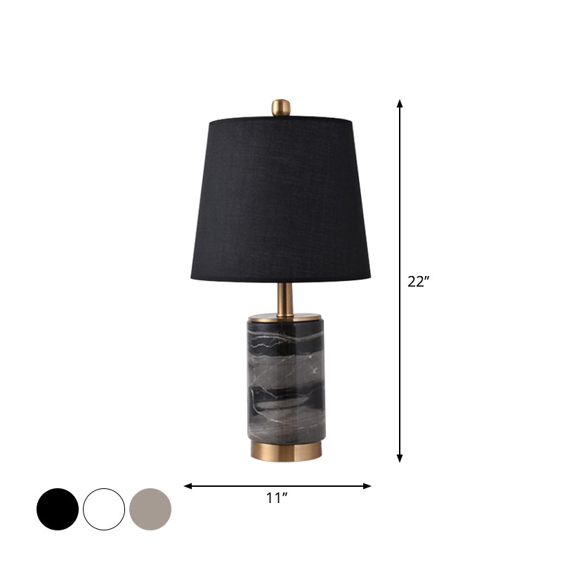 Nordic Empire Shade Table Lamp With Marble Column - Bedroom Night Light