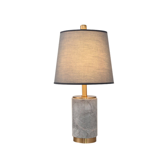 Nordic Empire Shade Table Lamp With Marble Column - Bedroom Night Light