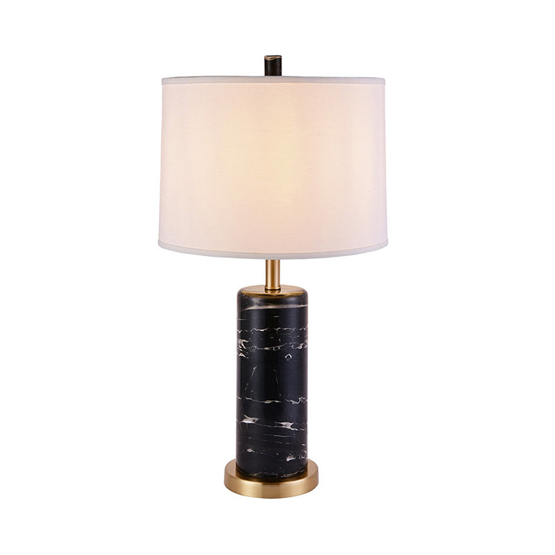 Modern Marble Cylinder Table Lamp With Plastic Shade - Black/White Perfect For Living Room Night