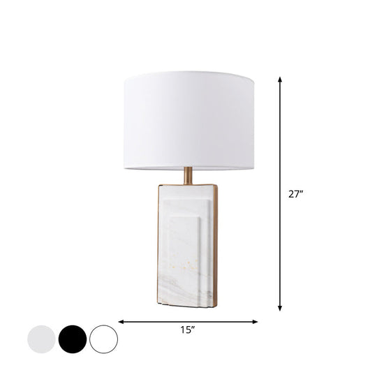 Sleek Marble Stand Bedside Table Lamp: Minimalist Cylindrical Night Light (Black/White/Ivory)