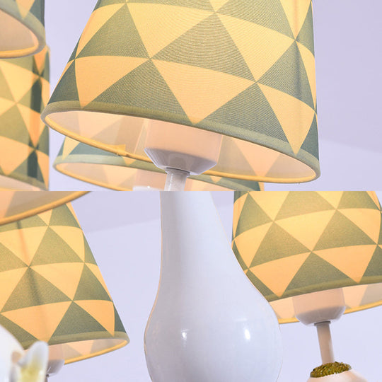 Yellow Nordic Pendant Lights - Fabric Tapered Shade Hanging For Living Room