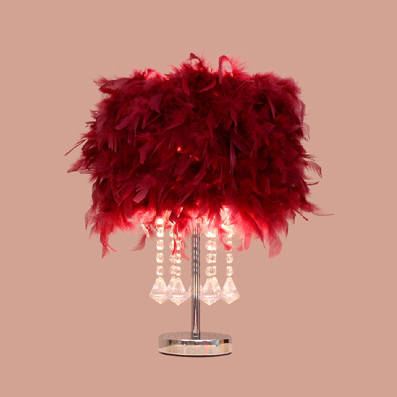 Modern Red/Pink/Rose Red Crystal Droplet Night Lamp For Round Dining Room Table