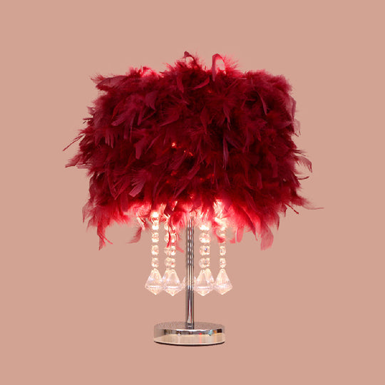 Modern Red/Pink/Rose Red Crystal Droplet Night Lamp For Round Dining Room Table