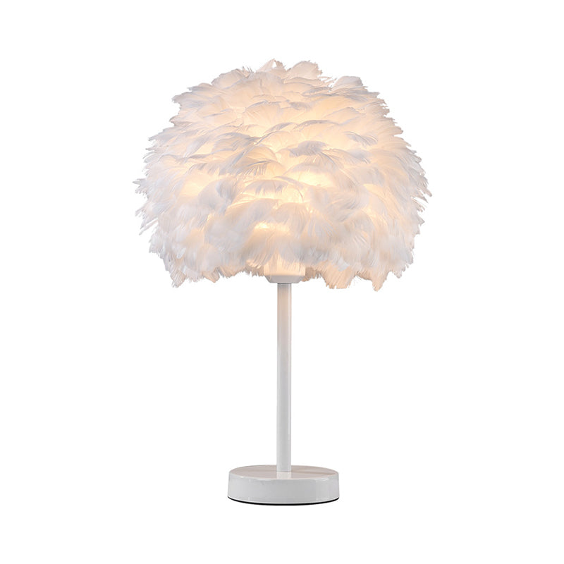 Nordic Goose Feather Dome Night Light Table Lamp In Grey/White/Pink With Tripod/Straight Stand