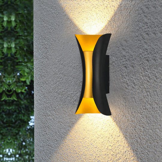 Modern Led Wall Sconce Metal Flared Design | Small/Large 2 Bulbs Black/White/White-Gold Up/Down