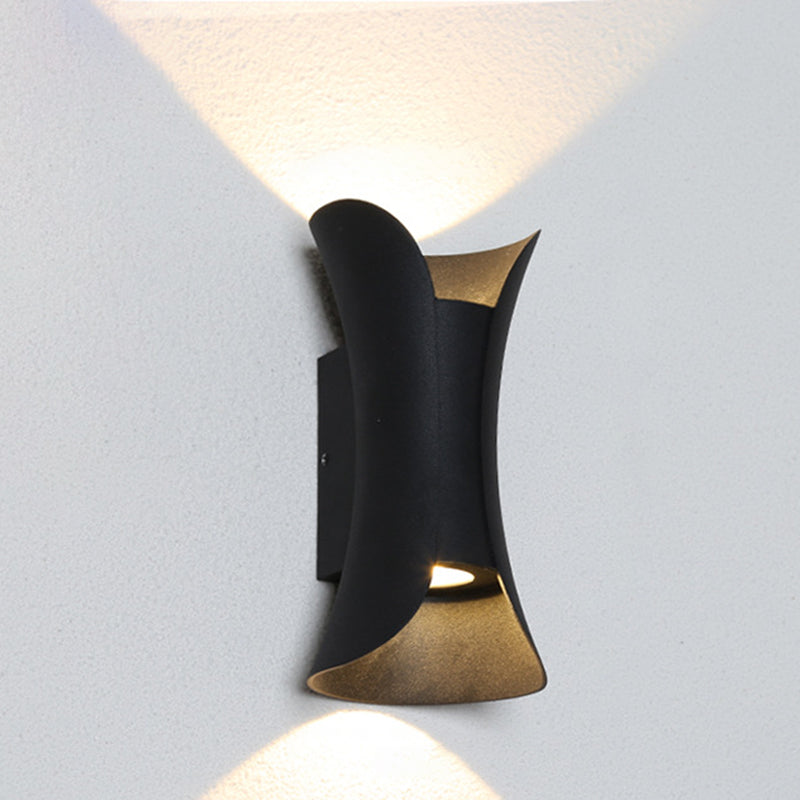 Modern Led Wall Sconce Metal Flared Design | Small/Large 2 Bulbs Black/White/White-Gold Up/Down