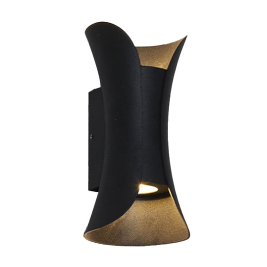 Modern Led Wall Sconce Metal Flared Design | Small/Large 2 Bulbs Black/White/White-Gold Up/Down