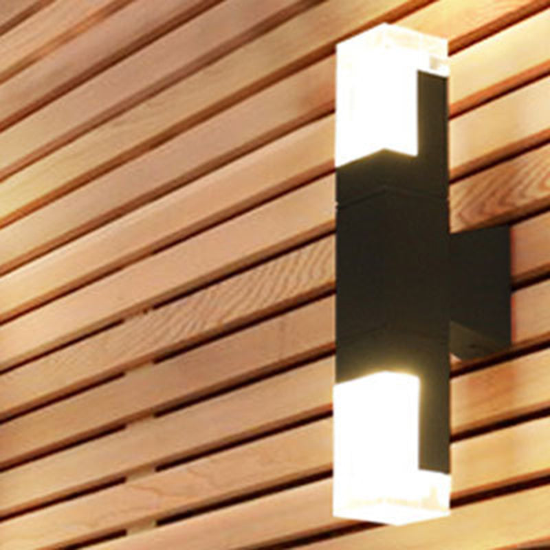 Minimalist Led Courtyard Wall Lamp In Black With Warm/White Light And Acrylic 1/2 Head Sconce