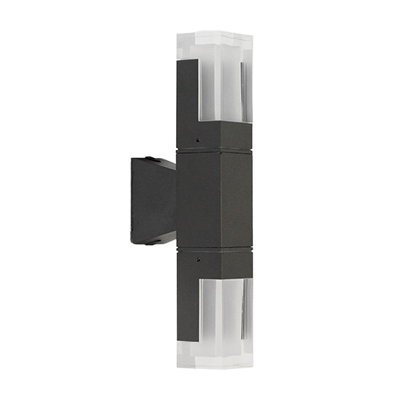 Minimalist Led Courtyard Wall Lamp In Black With Warm/White Light And Acrylic 1/2 Head Sconce